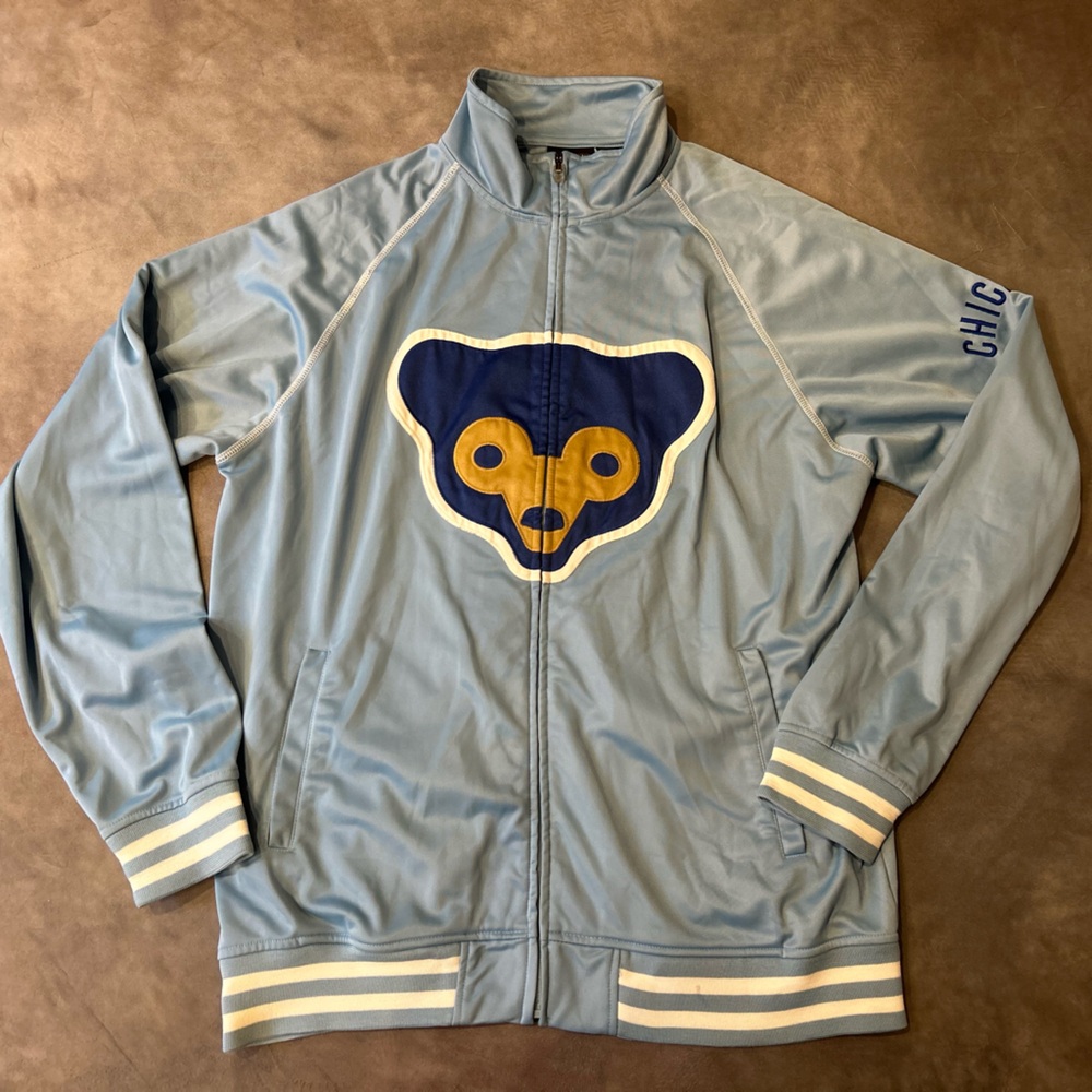 Light Blue Chicago Cups Cooperstown Collection Majestic Zip-Up Track Jacket